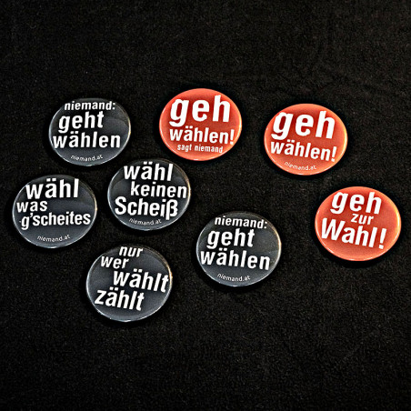 Buttons für Wahlen
